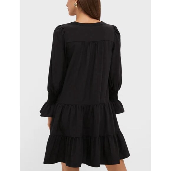 Pomander Place Tuckernuck Black Crepe Kenzo Mini Dress Women's M EUC - Picture 2 of 9